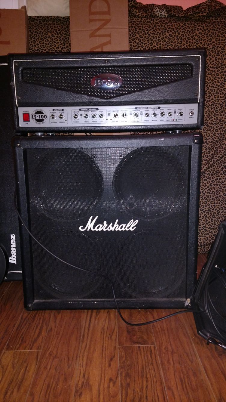 B-52 LS100 3 channel head and Marshall 4x12 cabinet