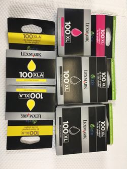 Lexmark 3-100XL 2-100XLA Ink Cartridges Black, Magenta, Yellow Lot of 5 Genuine