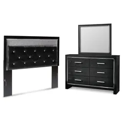 Kaydell Queen Upholstered Panel Headboard with Mirrored Dresser Incredible Savings Awaits
