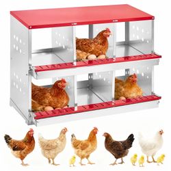 Resistente Galvanized Steel Chicken Nesting Caja – 6-Compartment Laying con Cover Breathable Vents Resting Platform Easy Clean cm de Anchoall o Floor 