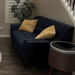 Teal Mid-Century Modern Tufted Sofa