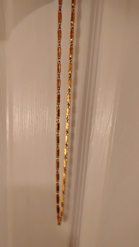 18k Gold Bar Linked Chain Necklace