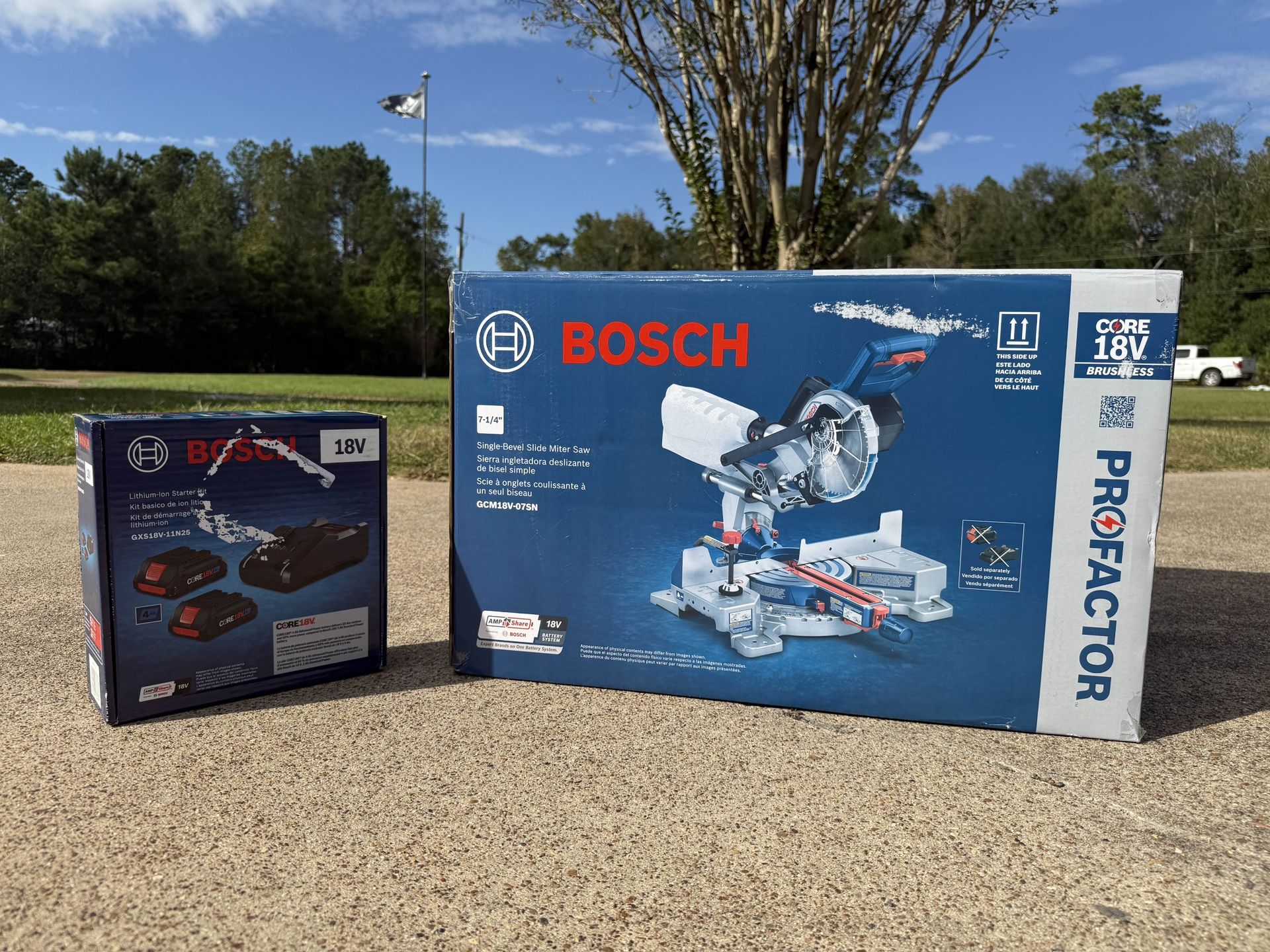 Bosch Profactor 7-1/4-in 18-volt Sliding Compound Cordless Miter Saw + Bosch 18 -Volt 2 -Pack