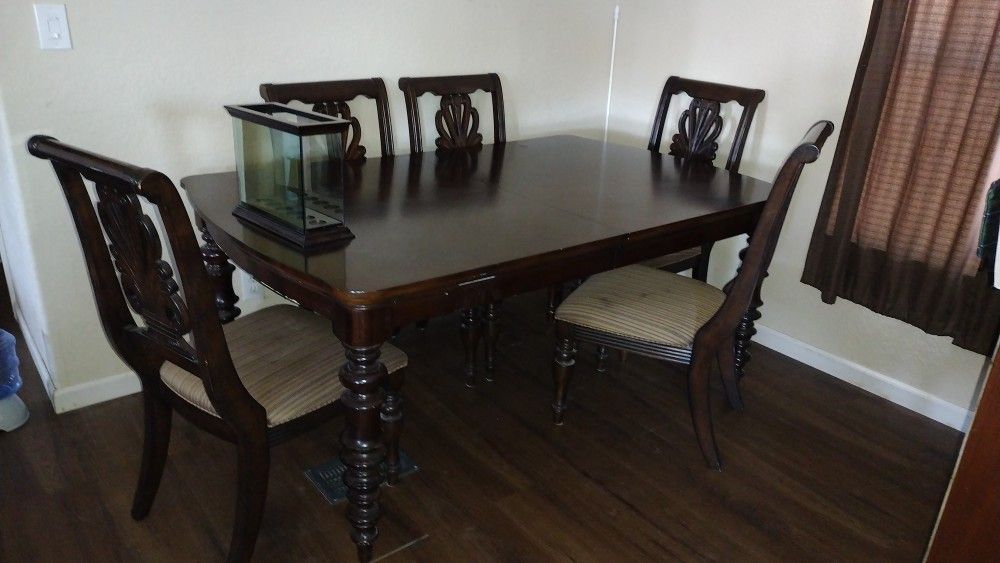 Dining Room Table, Eight Chairs, Buffet