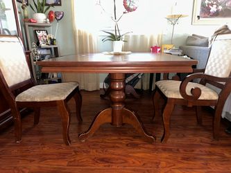 Real wood big expandable dining table