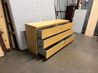 6-Drawer Double Dresser Light Wood