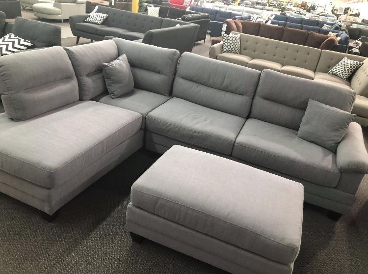 Sectional Sofa Set With Ottoman