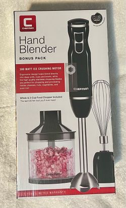 Chefman 300W Hand Blender Bonus Pack with Chopper and Whisk