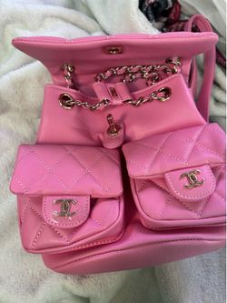 Chanel Pink Caviar Quilted Small Duma Pockets Drawstring Backpack