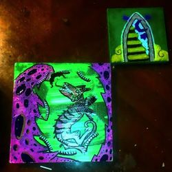 Glow In The Dark Paintings On Tile (Different Sizes)  /Free Art