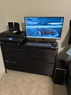LG Computer & Monitor with keyboard, mouse and printer