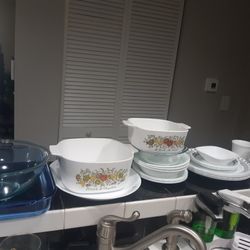 CORNING CACEROLAS, CORELLE SET AND PYREX GLASS REFRACTARIAS  DIFERENT PRICES 