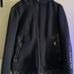 Guess Dark Blue Winter Jacket With Hoodie Size M