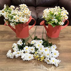 Artificial Flower Daisies and Water Pails