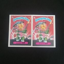 2 Vintage Old 1986 Garbage Pail Kids Stickers Cards Alian Ian Topps #138a