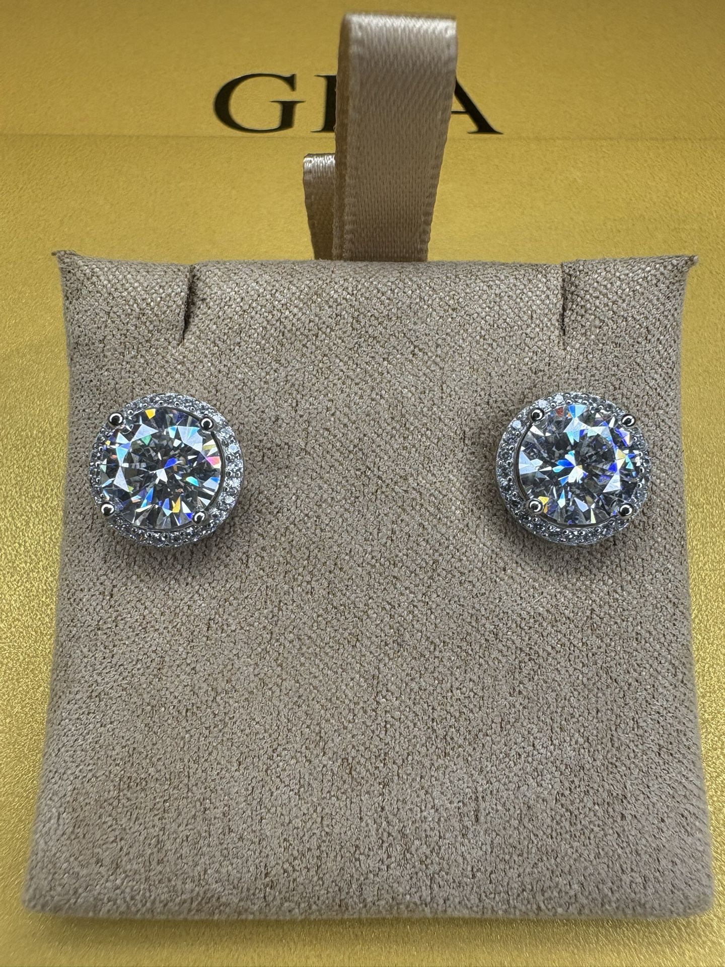 Moissanite Circle Halo Earrings – 4ct, S925, GRA VVS1