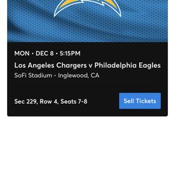 LA Chargers vs. Philadelphia Eagles Tickets (2 Tickets) Section 229