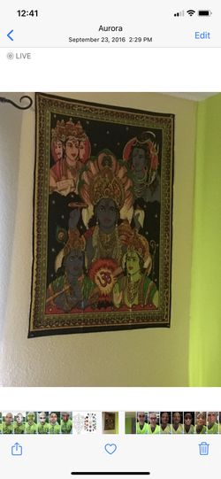 Hindu Cloth Print poster Vishnu, Krishna, Shiva, Brahma and Rama
