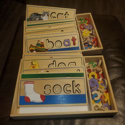 Wooden Word Spelling Learning Puzzle Set