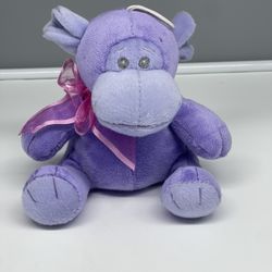 Adorable Kelli's Gifts 6" Purple Monkey RATTLE with Pink Ribbon - Hard to Find
