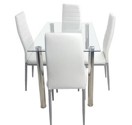 💯 BRAND NEW TEMPERED GLASS DINING TABLE W 4 CHAIRS