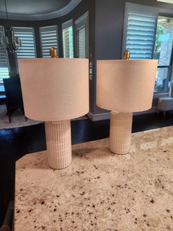 BRAND New 20.75" Small Modern Ceramic Table Lamps Set of 2