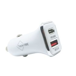 Car Chargers: Dual Port USB & C (white) 