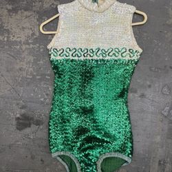 Vintage Green & White Sequined Bodysuit - Size M