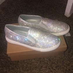 Silver Sparkling Slip-ons