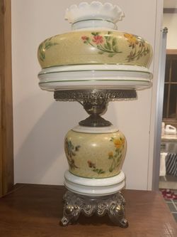 Falkenstein 7395 Vintage GWTW Hurricane Table Lamp Floral 25” Hand Painted