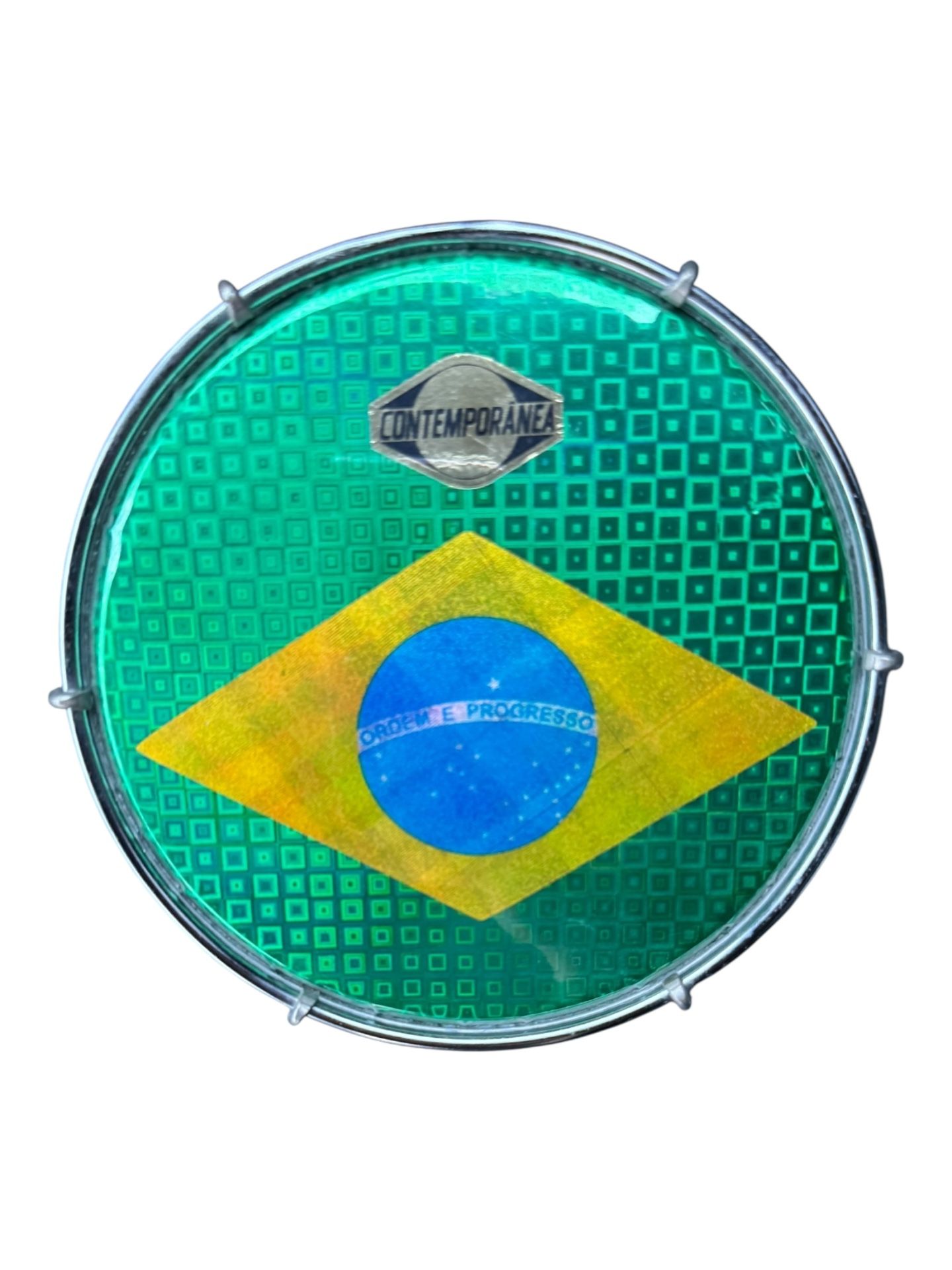 Contemporânea Brazilian Tamborim Drum Wood Brazil Flag Head Samba Percussion