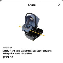 🔥100 dollar off brand new Safety 1st onBoard Slide Infant Car Seat – Dusty Slate (SafetySlide Base)🔥
