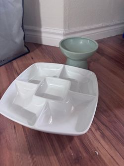 White Ceramic Divided Serving Tray