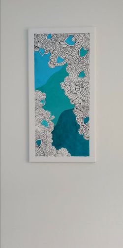 Mandala Art with Aqua Flow on canvas