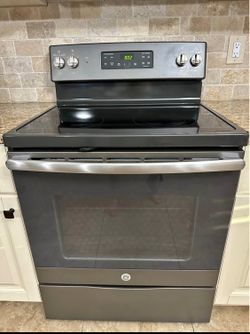 Dark stainless steel stove