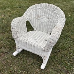 Small White Wicker Rocking Chair