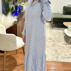 NEW Light Blue Floral Long Shirt Dress from H&M