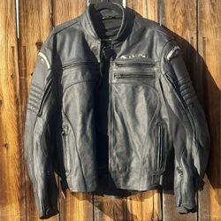 Vintage Large Leather Padded Motorcycle Jacket