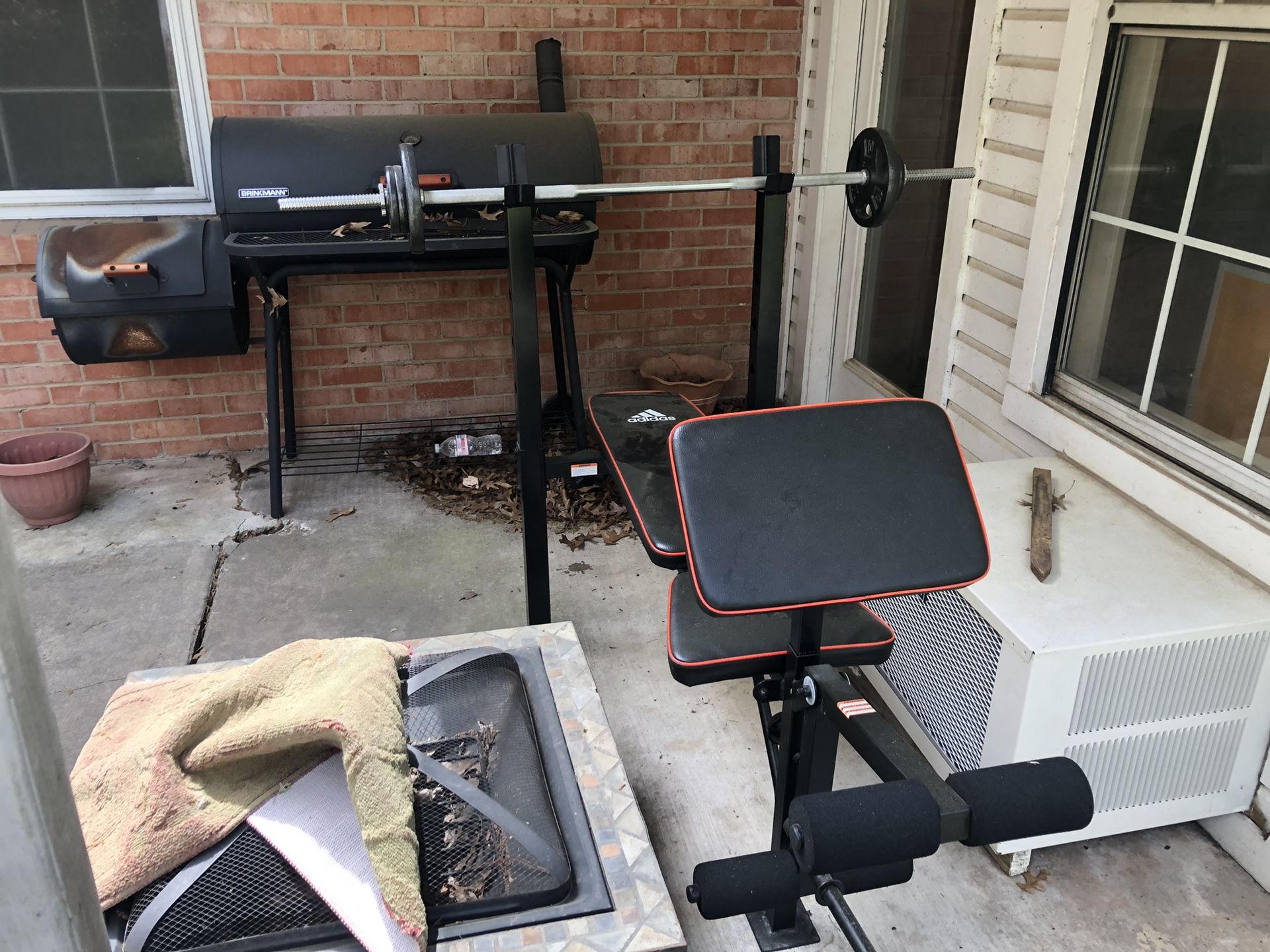Adidas Bench Press Set + Barbells (cash only) for Sale in Denton, TX