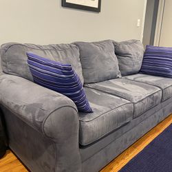 Blue Microfiber Couch w/ Cushions 