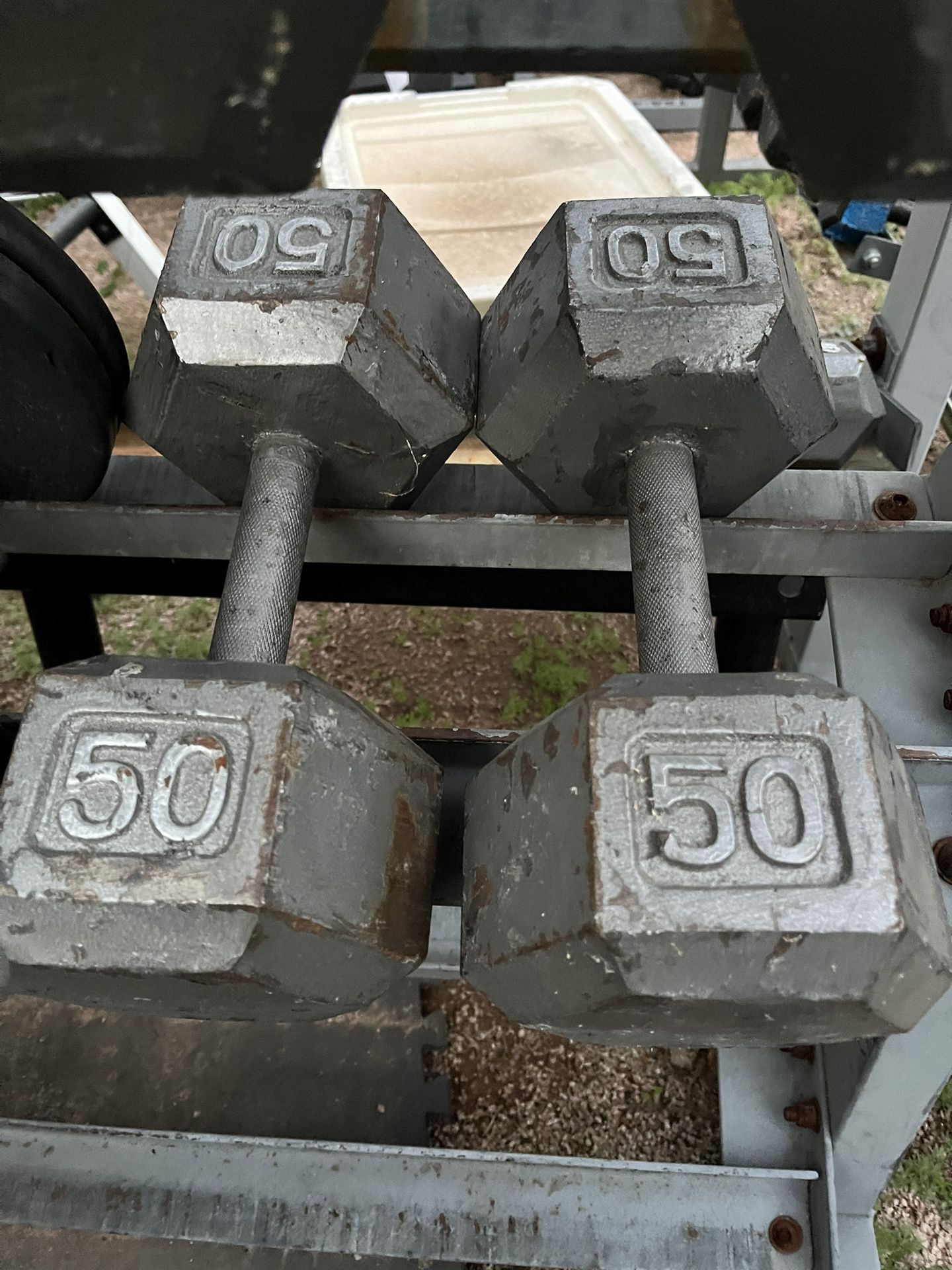 50lb Hex Iron Dumbbell Set Weights