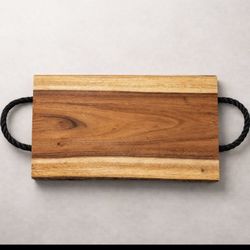 Acacia Collection Wood Serving Board with Rope Handles