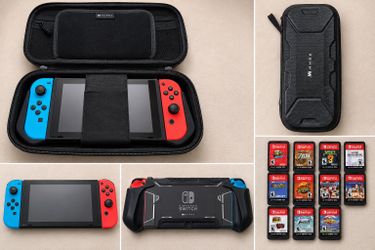 Nintendo Switch V2 Bundle + 11 Games + Original Boxes + 128GB SD Card + Case - Excellent Condition