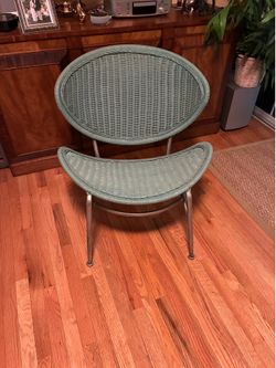 Vintage Mid Century sea foam Wicker Chair