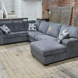  Oversized Plush Comfy Smoke Sectional Sofa Couch 