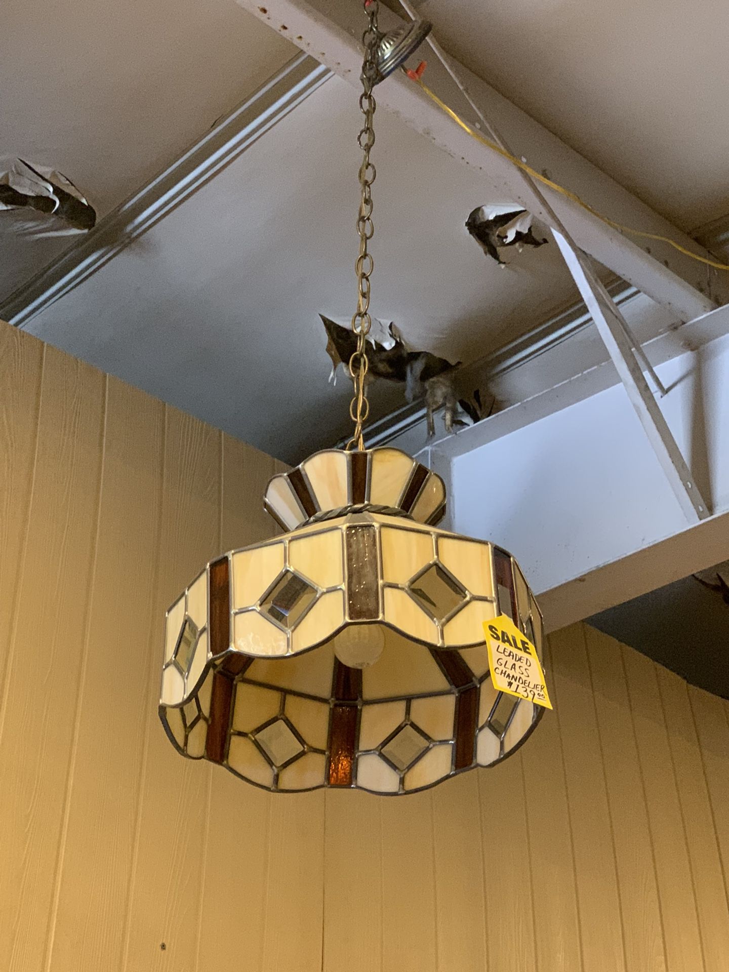 Leaded glass chandelier