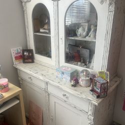 Farmhouse Dresser Or  Armoire With  Shabby Chic Finish 