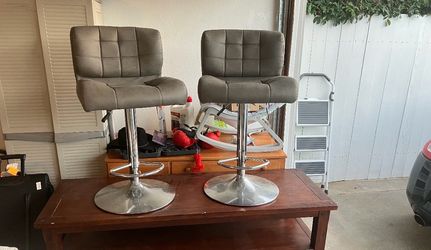 Set of 2 Gray Adjustable Bar Stools