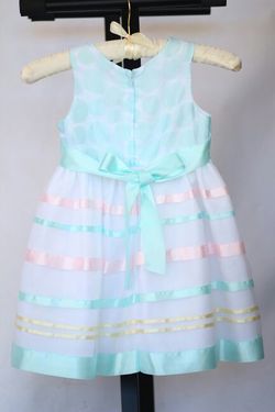 PASTEL STRIPED WEDDING BIRTHDAY EASTER GIRL DRESS SZ 4