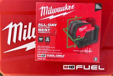 !Brand New Milwaukee M12 Green Cross Line & Plumb Points Laser